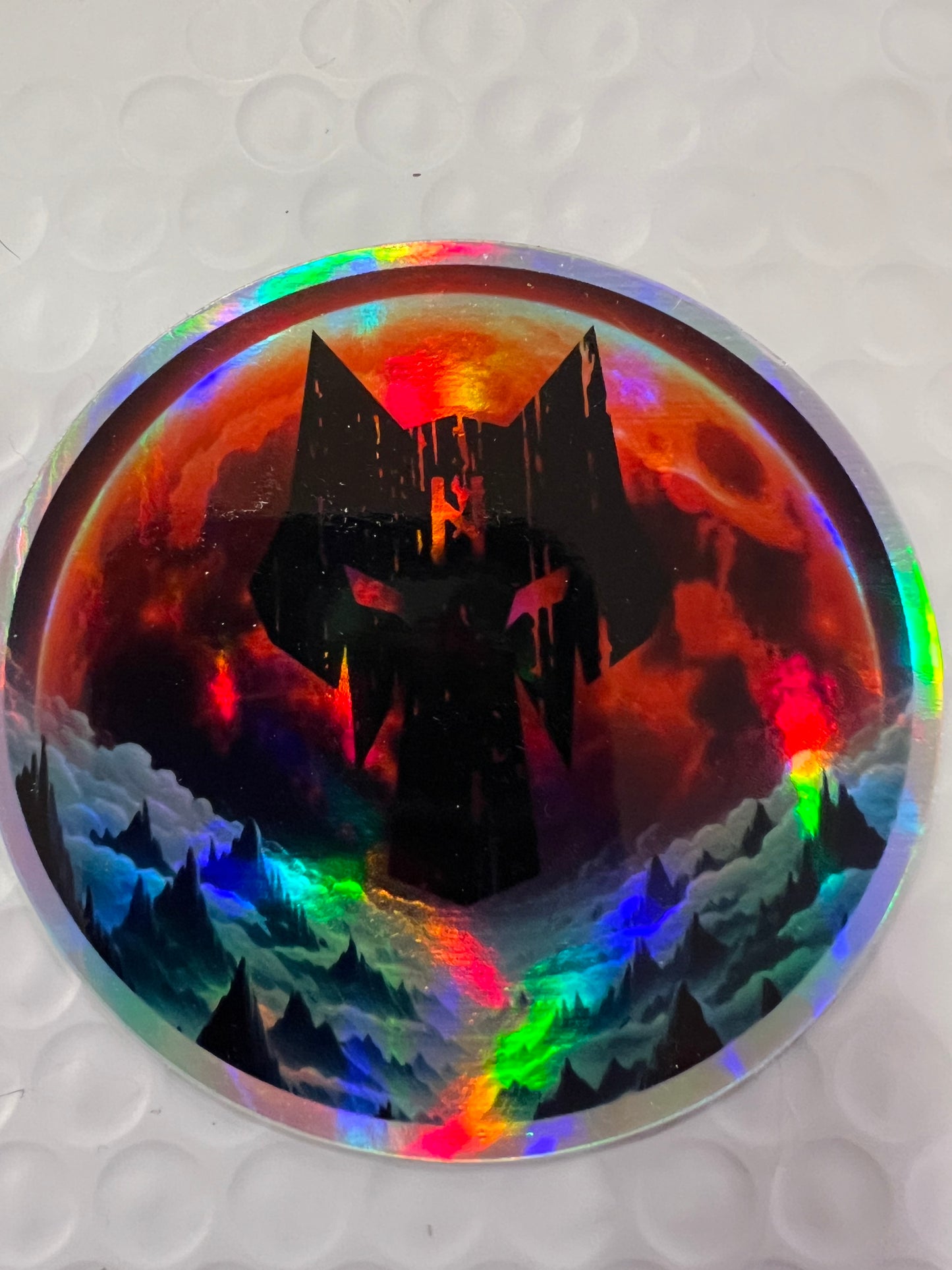 Blood moon wolf hologram sticker