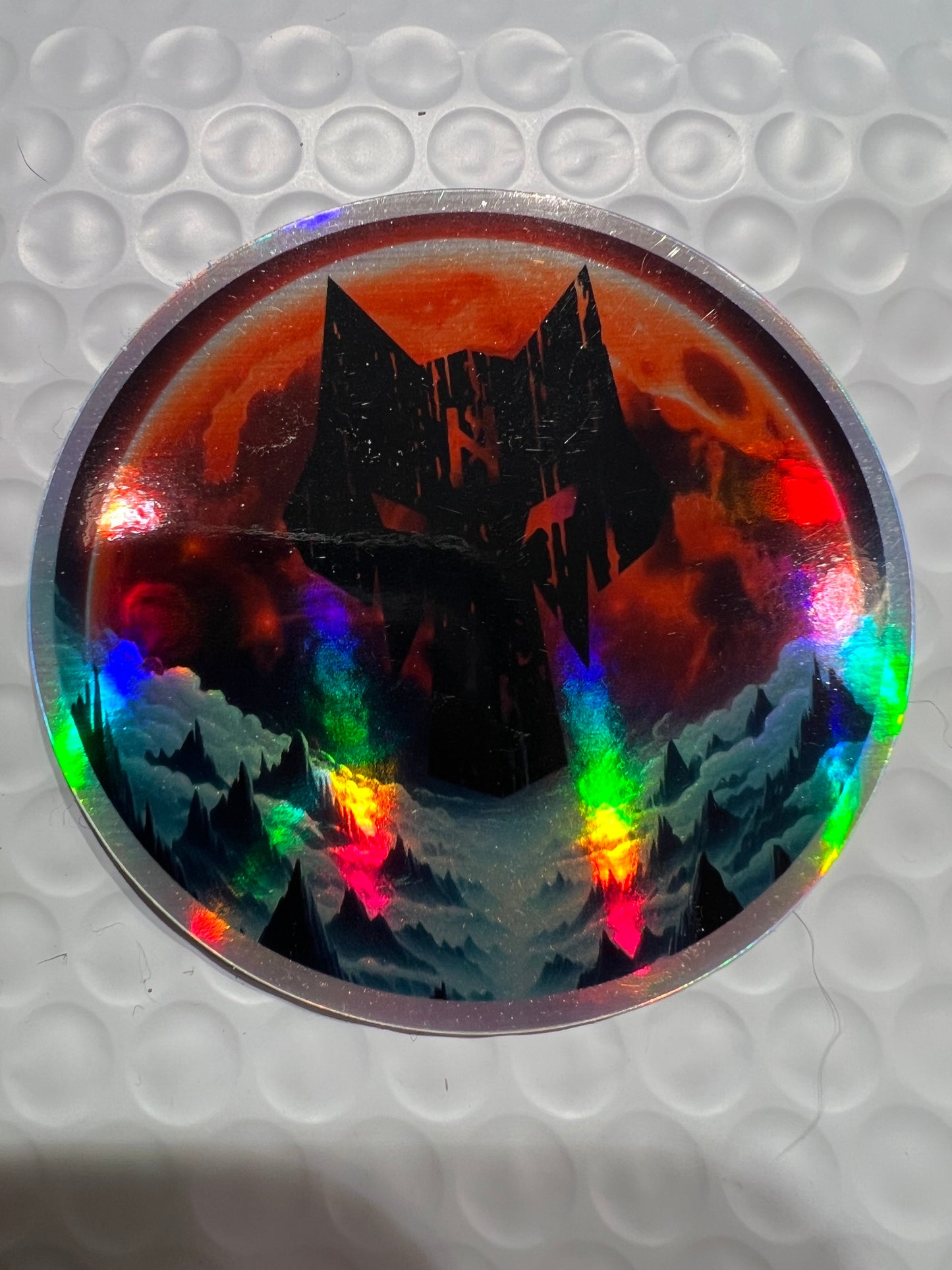 Blood moon wolf hologram sticker