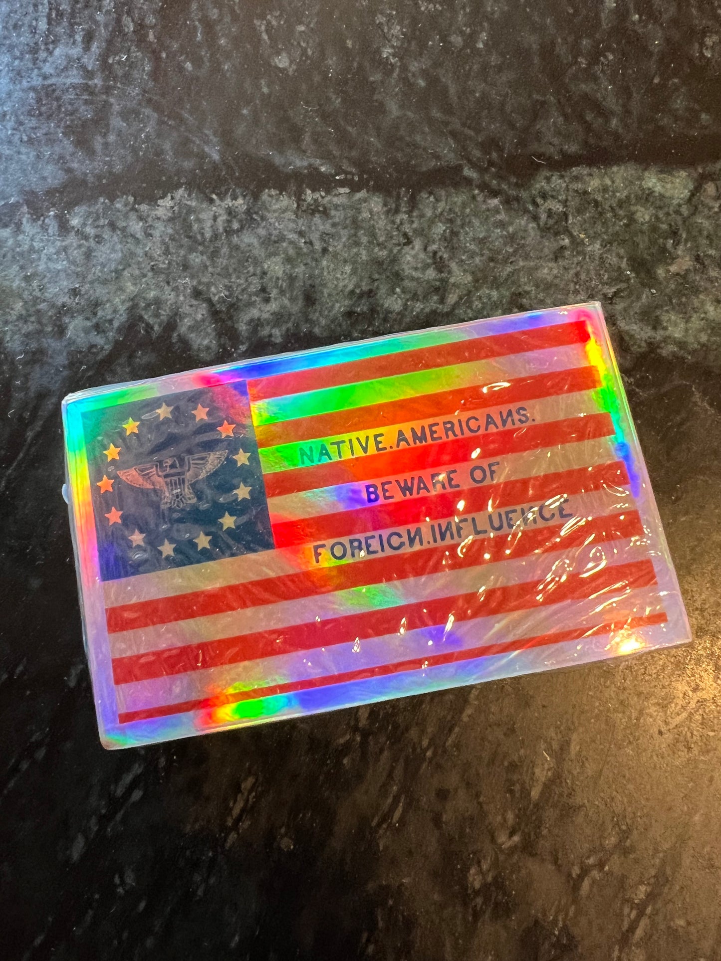 Know Nothing flag holographic sticker